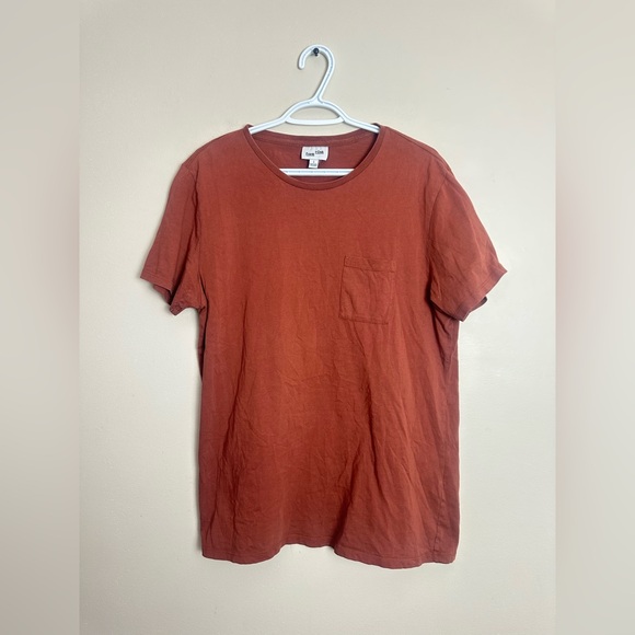 OAK Rust Cotton Pocket T-Shirt Size L Short Sleeve Casual Basic Tee - Picture 2 of 6